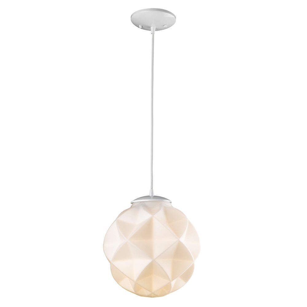 Nova 1-Light White Mini Pendant With Geometric Globe Shade By Homeroots | Pendant Lamps | Modishstore - 2