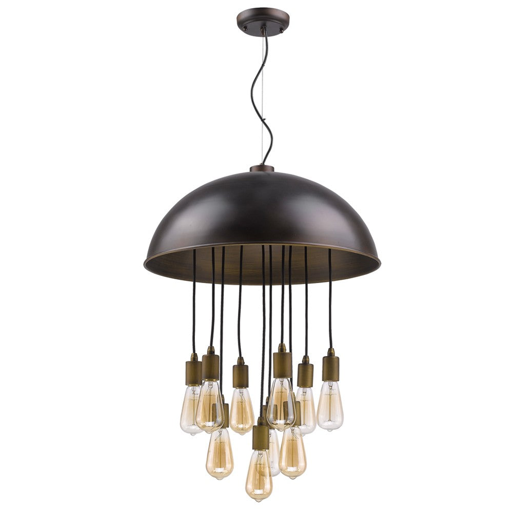 Keough 10-Light Oil-Rubbed Bronze Bowl Pendant With Raw Brass Sockets By Homeroots | Pendant Lamps | Modishstore