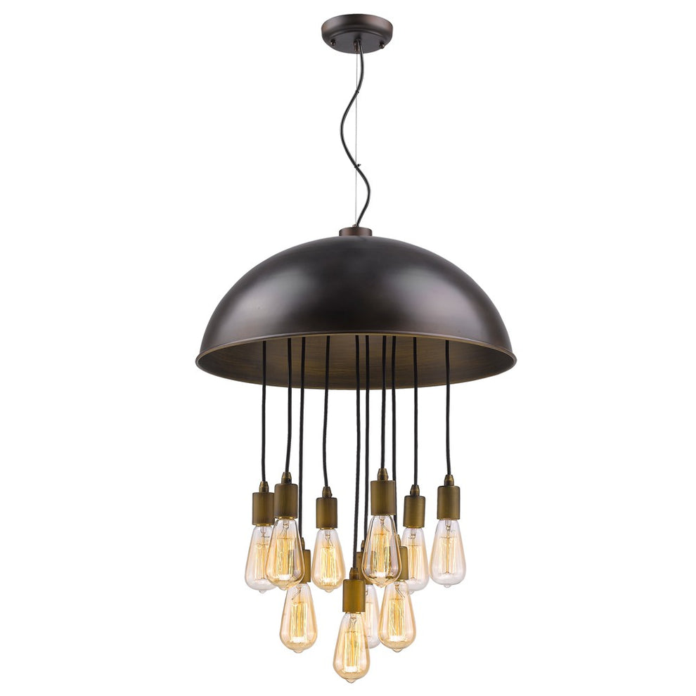 Keough 10-Light Oil-Rubbed Bronze Bowl Pendant With Raw Brass Sockets By Homeroots | Pendant Lamps | Modishstore - 2