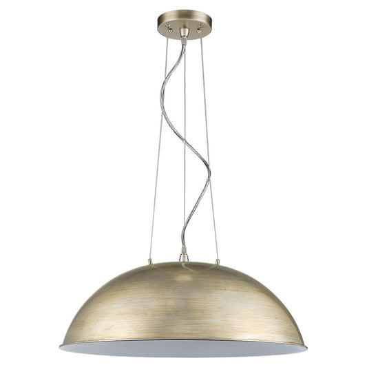 Layla 1-Light Washed Gold Bowl Pendant With Gloss White Interior Shade By Homeroots