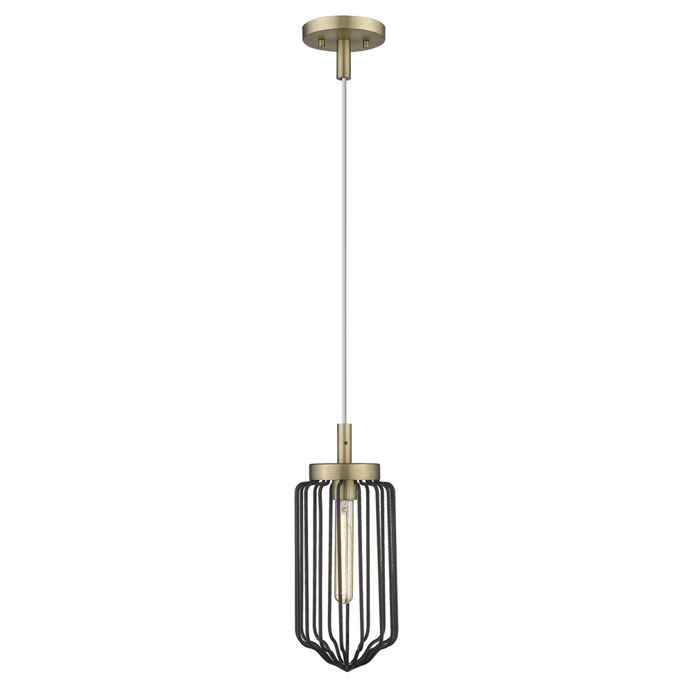 Gold and Black Metal Cage Pendant Hanging Light By Homeroots | Pendant Lamps | Modishstore - 2