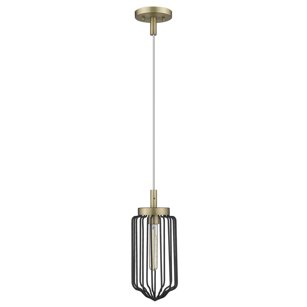 Gold and Black Metal Cage Pendant Hanging Light By Homeroots | Pendant Lamps | Modishstore - 3