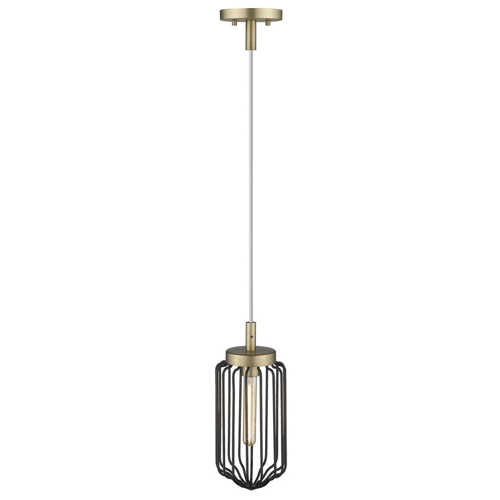 Gold and Black Metal Cage Pendant Hanging Light By Homeroots | Pendant Lamps | Modishstore - 5
