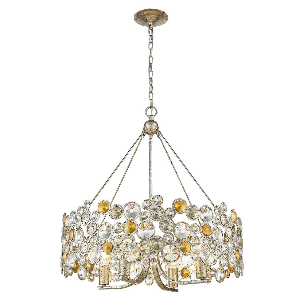 Vitozzi 4-Light Antique Silver Leaf Chandelier By Homeroots | Chandeliers | Modishstore - 2