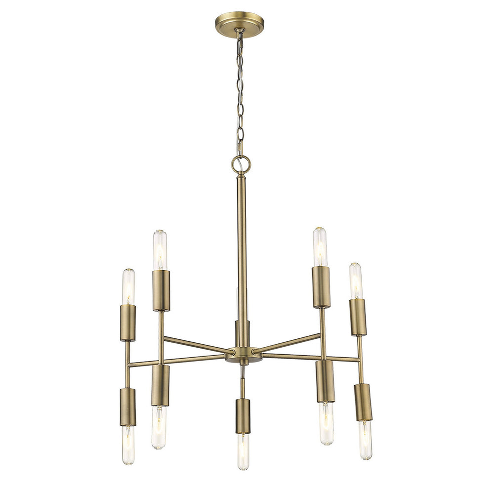 Perret 10-Light Aged Brass Chandelier By Homeroots | Chandeliers | Modishstore - 3