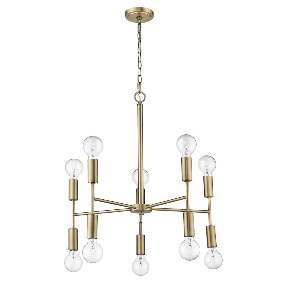 Perret 10-Light Aged Brass Chandelier By Homeroots | Chandeliers | Modishstore - 9
