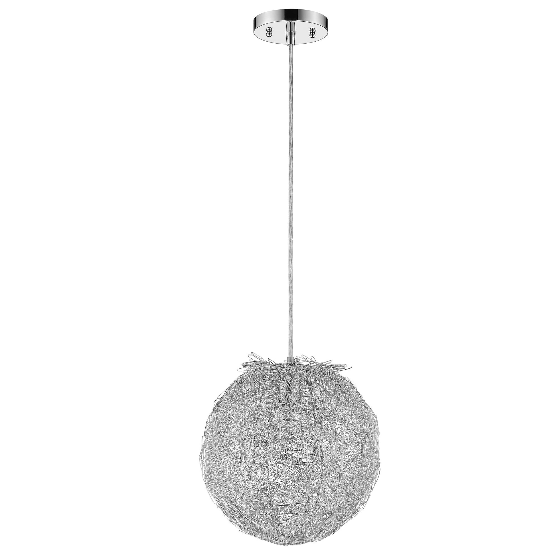 Contemporary Silver Globe Pendant Hanging Light By Homeroots | Pendant Lamps | Modishstore
