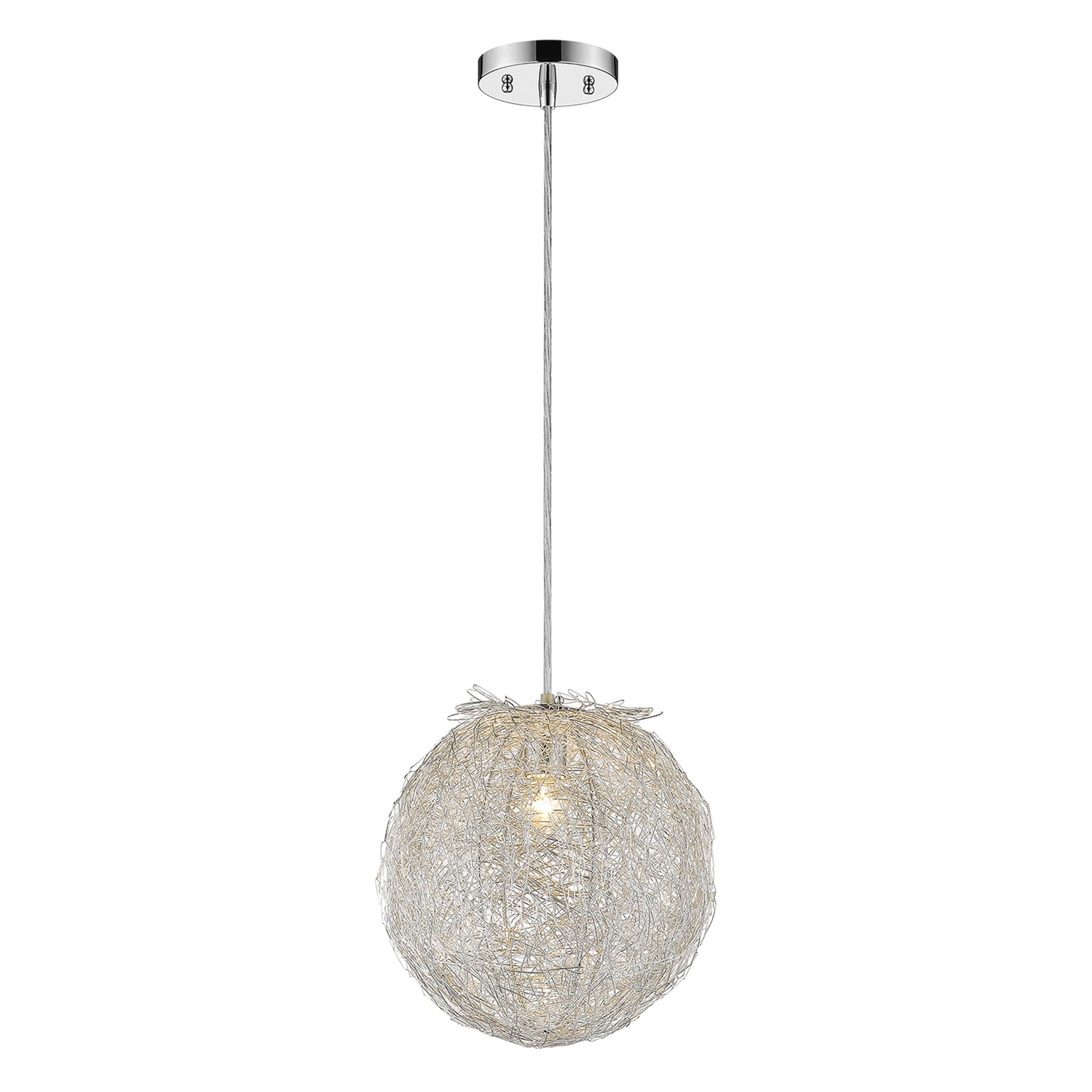 Contemporary Silver Globe Pendant Hanging Light By Homeroots | Pendant Lamps | Modishstore - 2