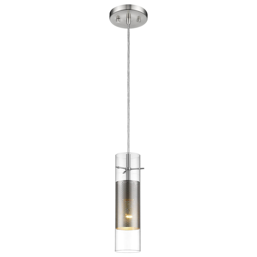 Glass and Silver Mesh Shade Hanging Light By Homeroots | Pendant Lamps | Modishstore - 2
