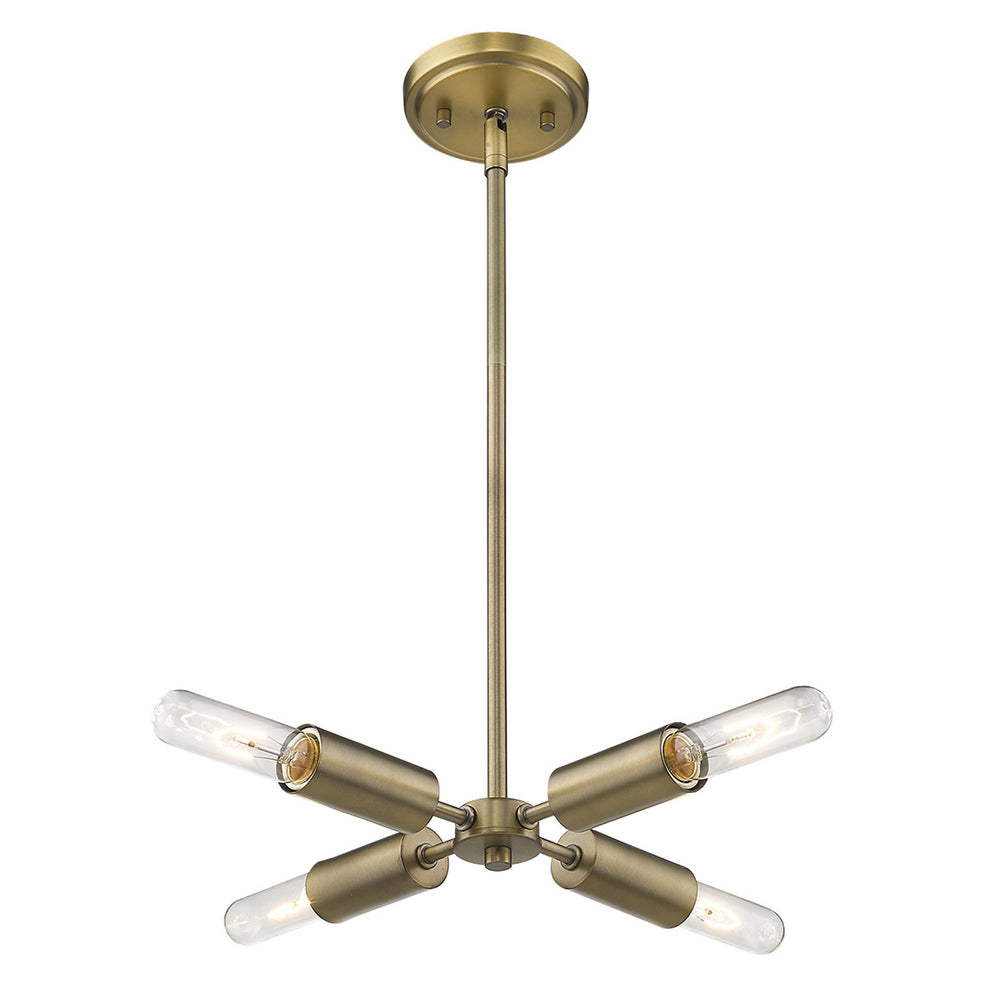 Four Light Dull Gold Hanging Chandelier By Homeroots | Chandeliers | Modishstore - 2
