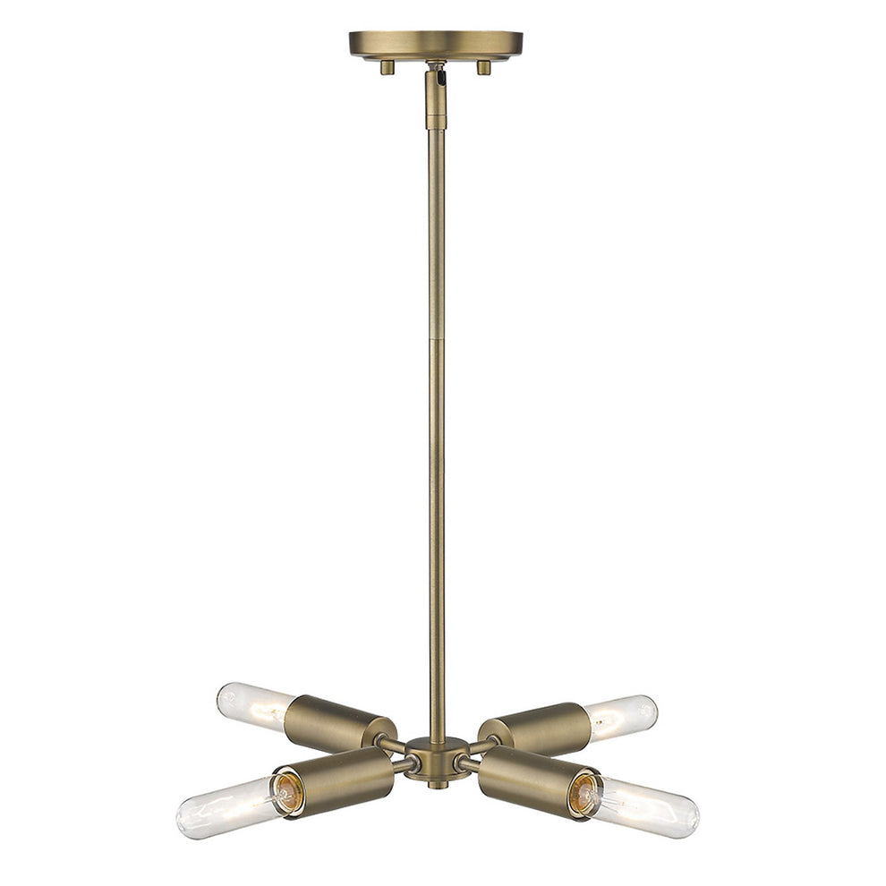 Four Light Dull Gold Hanging Chandelier By Homeroots | Chandeliers | Modishstore - 5