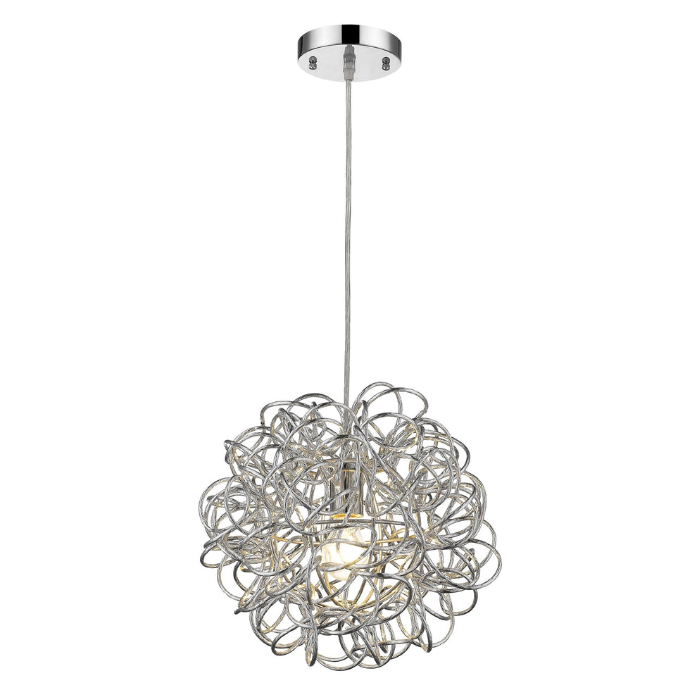 Mingle 1-Light Polished Chrome Pendant With Faceted Chrome Aluminum Wire Shade By Homeroots | Pendant Lamps | Modishstore - 2