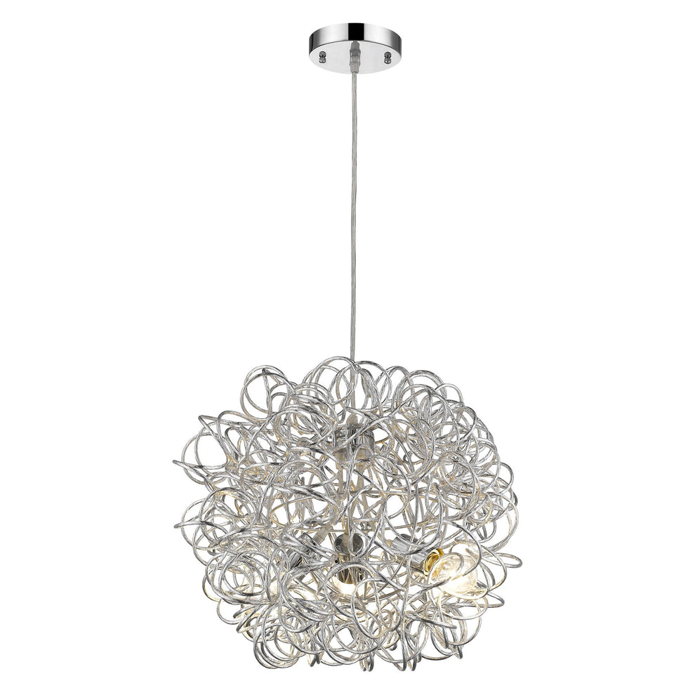Mingle 3-Light Polished Chrome Pendant With Faceted Chrome Aluminum Wire Shade By Homeroots | Pendant Lamps | Modishstore - 2