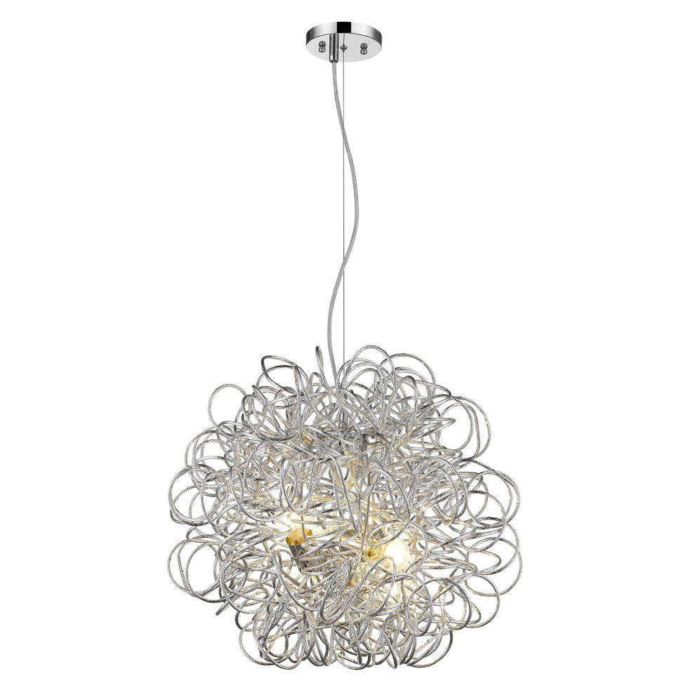 Mingle 4-Light Polished Chrome Pendant With Faceted Chrome Aluminum Wire Shade By Homeroots | Pendant Lamps | Modishstore - 2