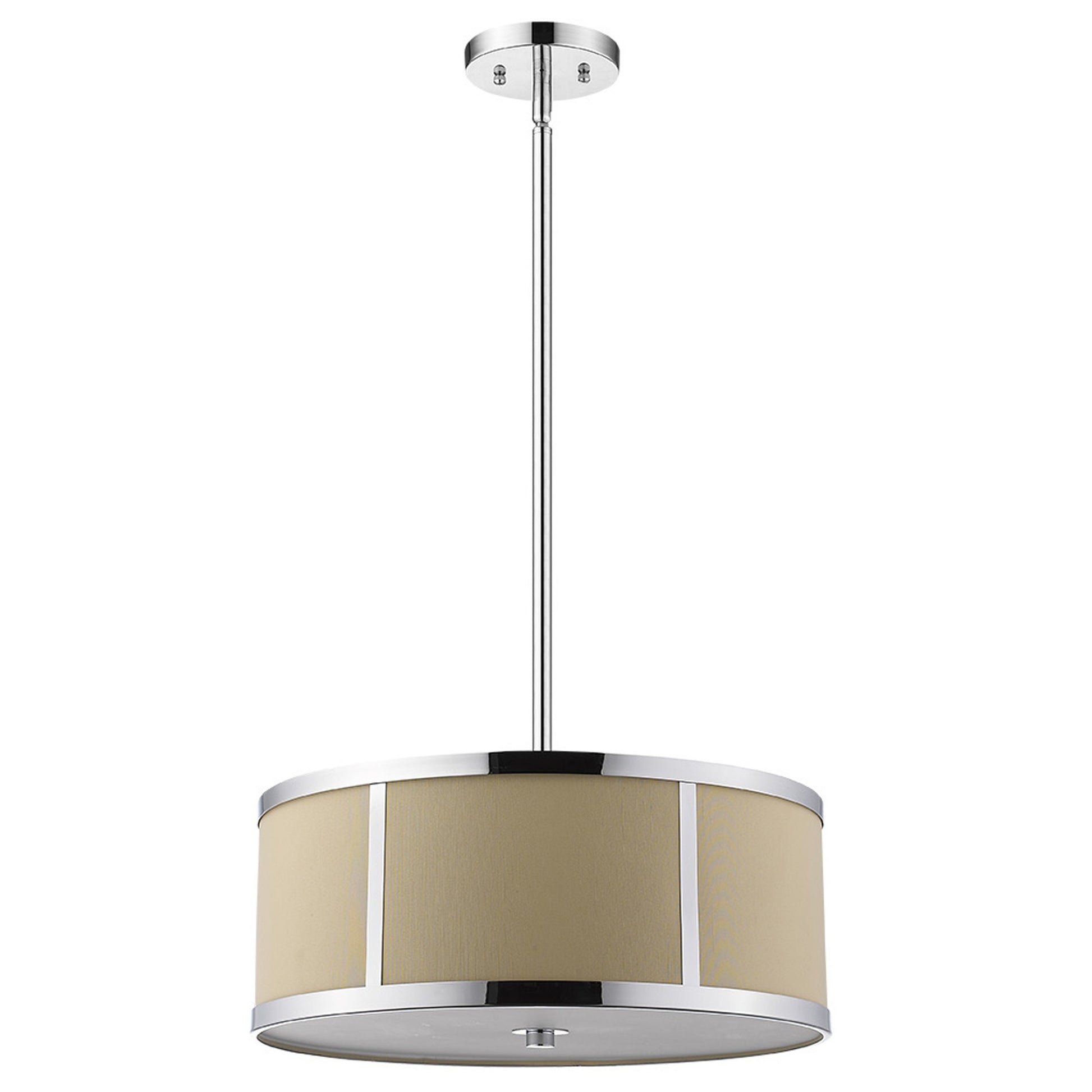 Butler 2-Light Polished Chrome Pendant With Coarse Cream Linen Shade And Opal Acrylic Diffuser By Homeroots | Pendant Lamps | Modishstore