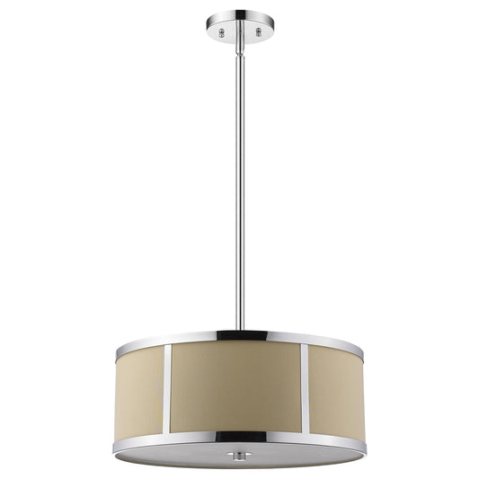 Butler 3-Light Polished Chrome Pendant With Coarse Cream Linen Shade And Opal Acrylic Diffuser By Homeroots | Pendant Lamps | Modishstore