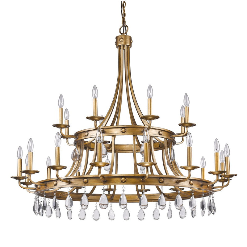 Krista 24-Light Antique Gold Chandelier With Crystal Accents By Homeroots | Chandeliers | Modishstore