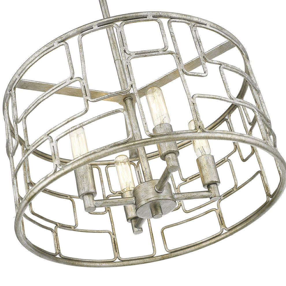 Amoret 4-Light Antique Silver Convertible Pendant By Homeroots | Pendant Lamps | Modishstore - 8