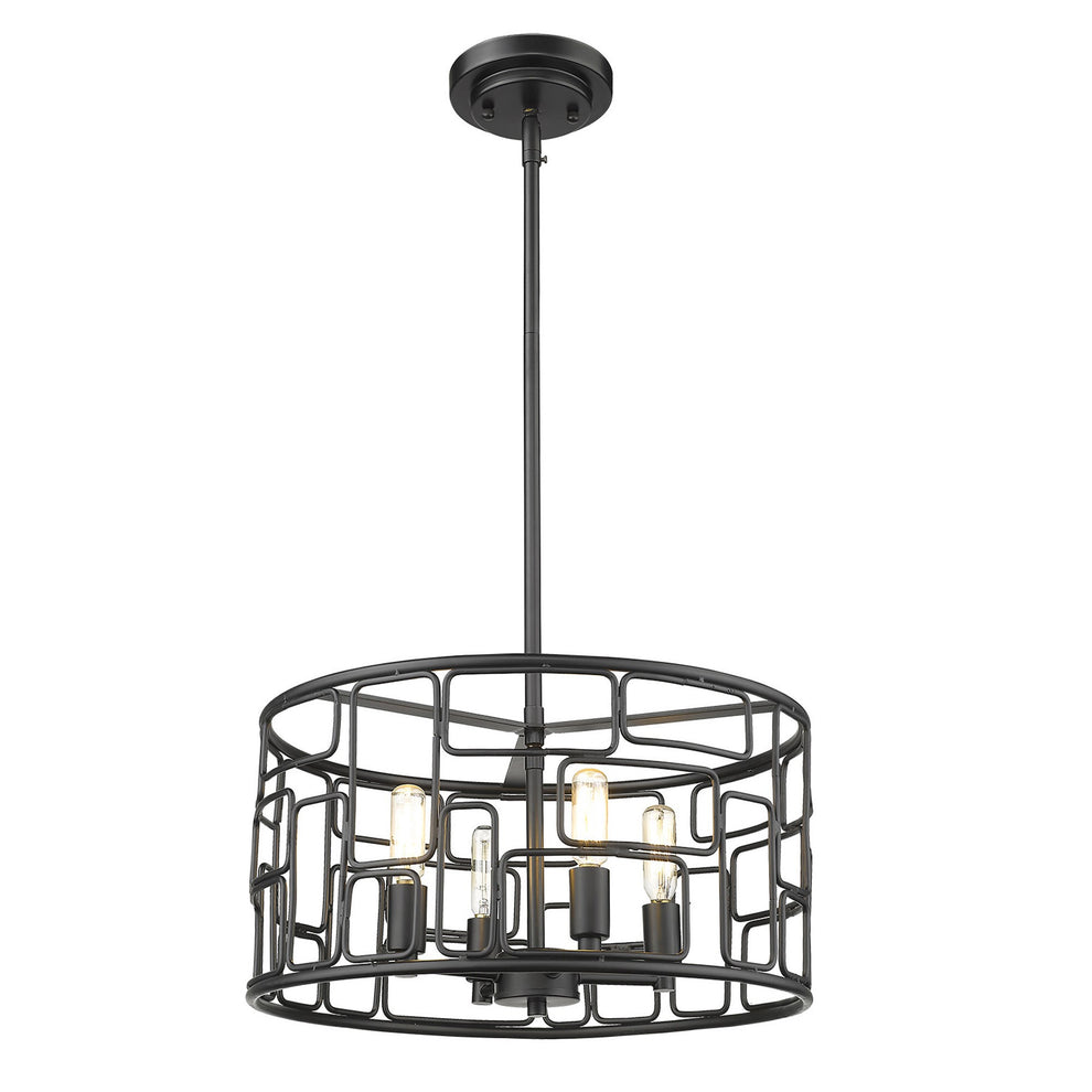 Amoret 4-Light Matte Black Convertible Pendant By Homeroots | Pendant Lamps | Modishstore - 2