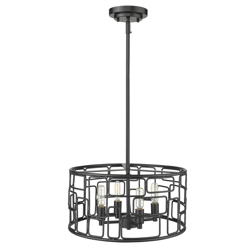 Amoret 4-Light Matte Black Convertible Pendant By Homeroots | Pendant Lamps | Modishstore - 3