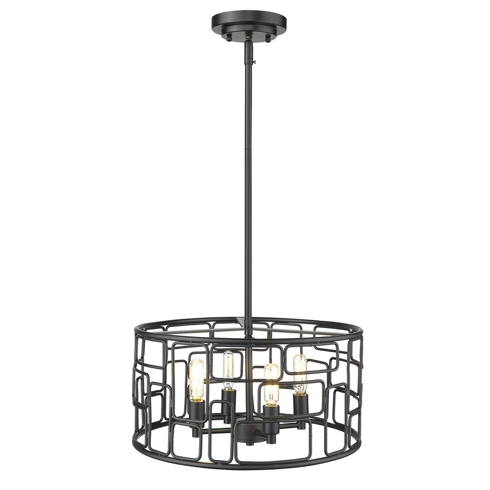Amoret 4-Light Matte Black Convertible Pendant By Homeroots | Pendant Lamps | Modishstore - 4