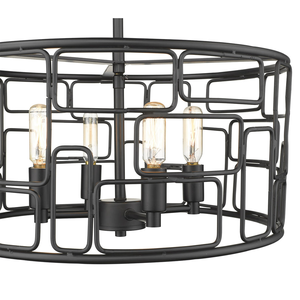 Amoret 4-Light Matte Black Convertible Pendant By Homeroots | Pendant Lamps | Modishstore - 8