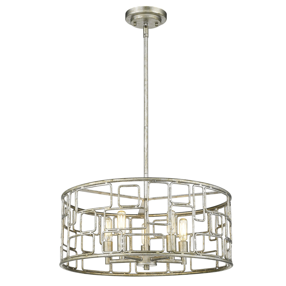 Amoret 5-Light Antique Silver Convertible Pendant By Homeroots | Pendant Lamps | Modishstore - 2