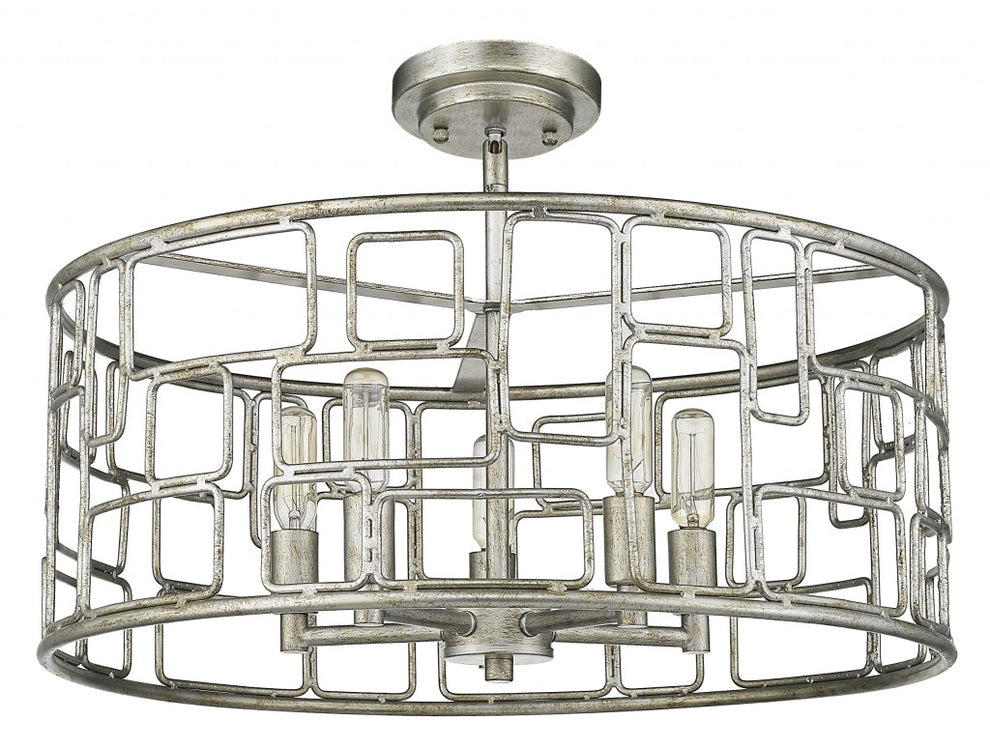 Amoret 5-Light Antique Silver Convertible Pendant By Homeroots | Pendant Lamps | Modishstore - 4