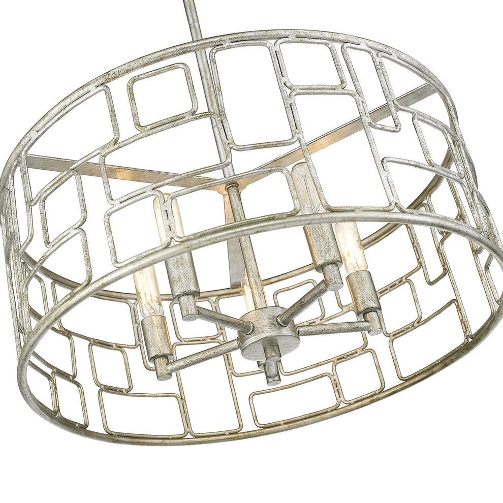 Amoret 5-Light Antique Silver Convertible Pendant By Homeroots | Pendant Lamps | Modishstore - 5