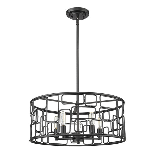 Amoret 5-Light Matte Black Convertible Pendant By Homeroots | Pendant Lamps | Modishstore