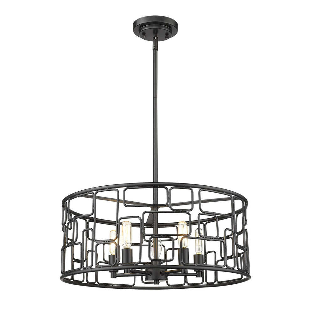 Amoret 5-Light Matte Black Convertible Pendant By Homeroots | Pendant Lamps | Modishstore - 2