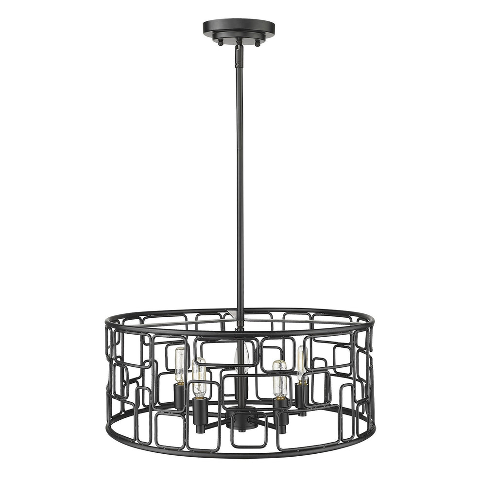 Amoret 5-Light Matte Black Convertible Pendant By Homeroots | Pendant Lamps | Modishstore - 3