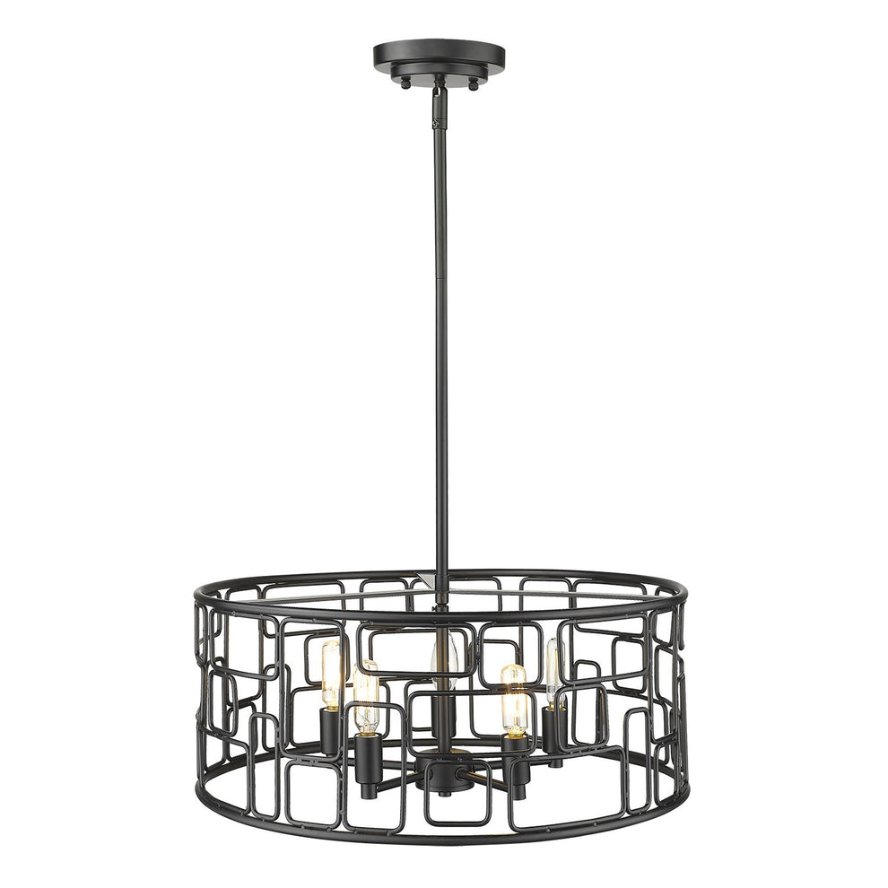 Amoret 5-Light Matte Black Convertible Pendant By Homeroots | Pendant Lamps | Modishstore - 4