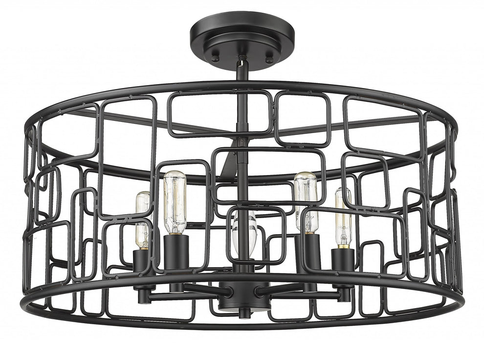 Amoret 5-Light Matte Black Convertible Pendant By Homeroots | Pendant Lamps | Modishstore - 5