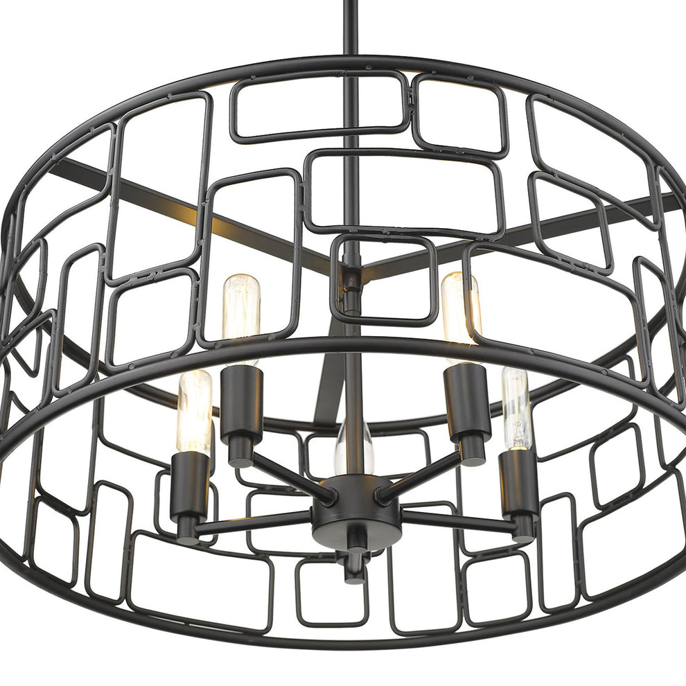 Amoret 5-Light Matte Black Convertible Pendant By Homeroots | Pendant Lamps | Modishstore - 6