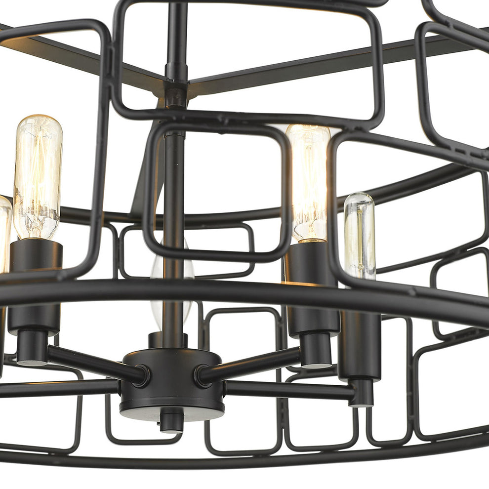 Amoret 5-Light Matte Black Convertible Pendant By Homeroots | Pendant Lamps | Modishstore - 7