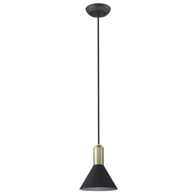 Matte Black and Gold Conical Pendant Hanging Light By Homeroots | Pendant Lamps | Modishstore