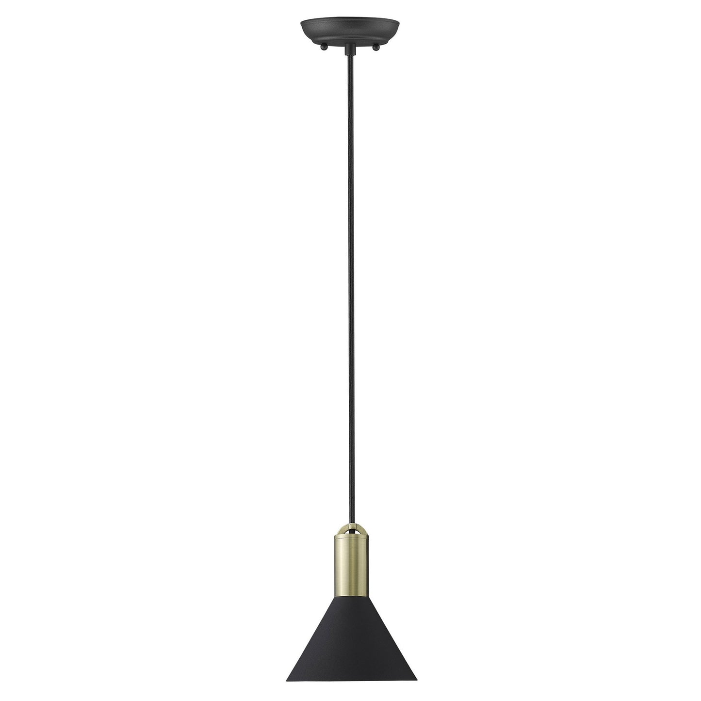 Matte Black and Gold Conical Pendant Hanging Light By Homeroots | Pendant Lamps | Modishstore - 3
