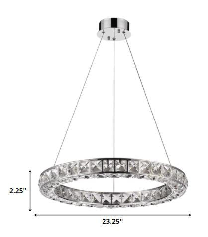 Silver Faux Crystal Bling Ring LED Hanging Light By Homeroots | Chandeliers | Modishstore - 5