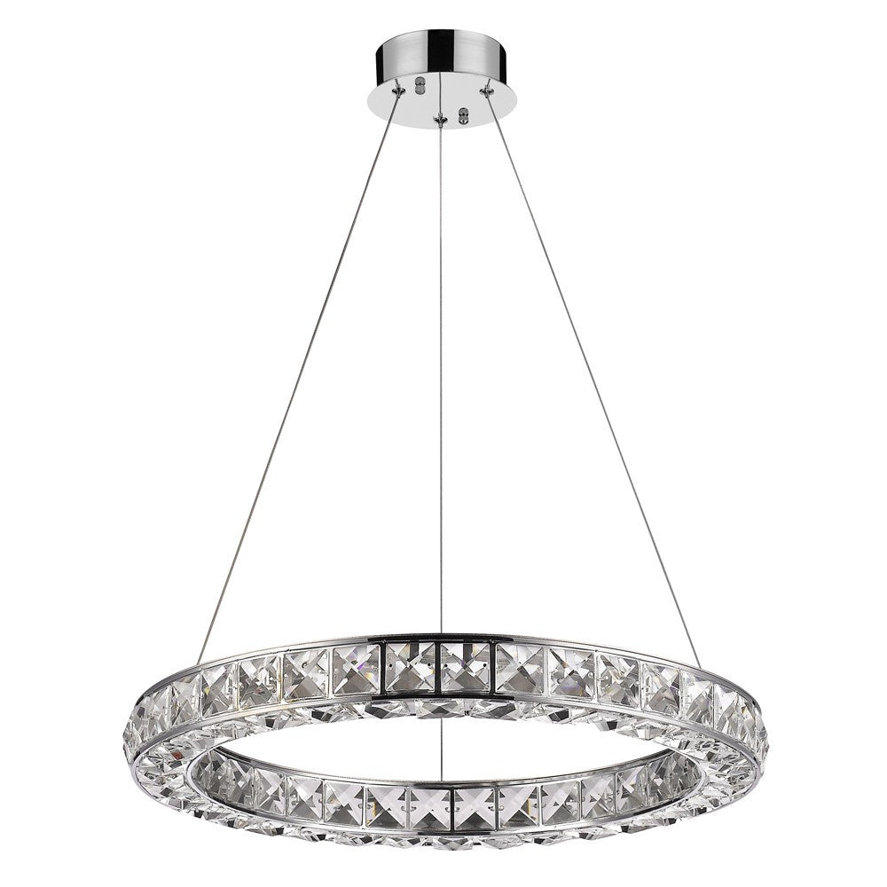 Silver Faux Crystal Bling Ring LED Hanging Light By Homeroots | Chandeliers | Modishstore - 2