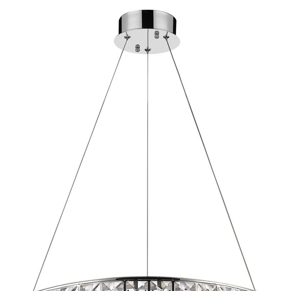 Silver Faux Crystal Bling Ring LED Hanging Light By Homeroots | Chandeliers | Modishstore - 3