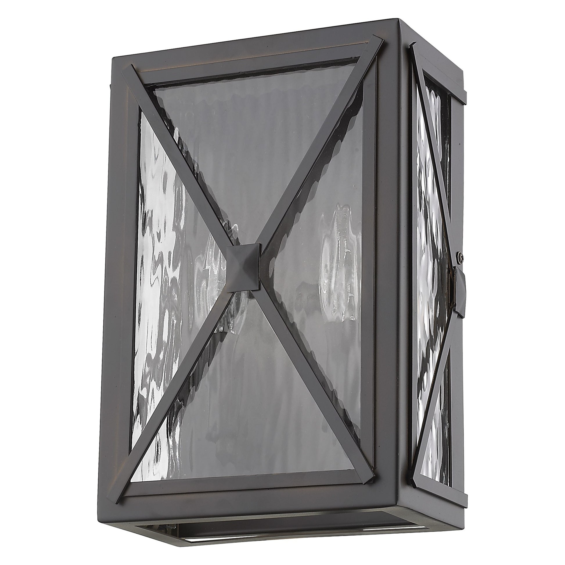 Burnished Bronze Criss Cross Water Glass Outdoor Light By Homeroots | Wall Lamps | Modishstore