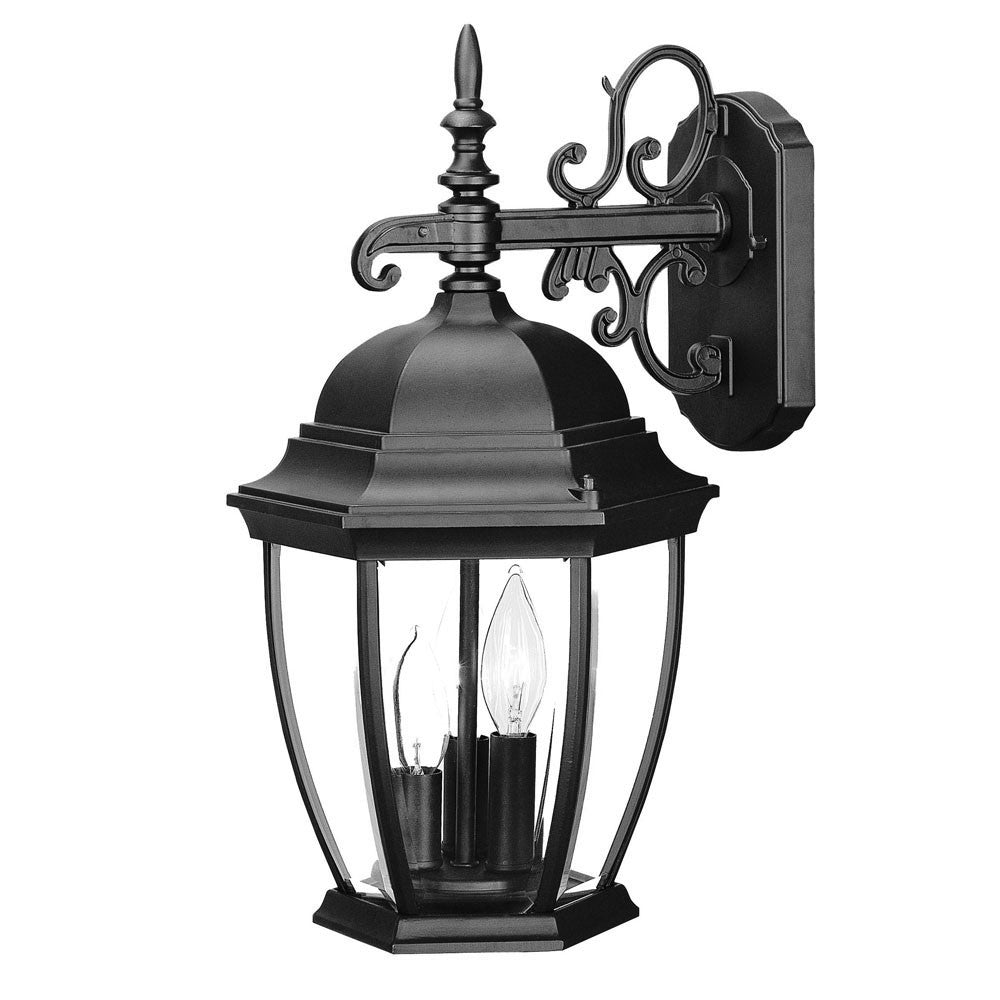 Three Light Matte Black Wide Hanging Lantern Wall Light By Homeroots | Wall Lamps | Modishstore