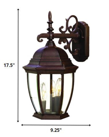 Three Light Dark Brown Wide Hanging Lantern Wall Light By Homeroots | Wall Lamps | Modishstore - 2