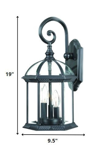 Three Light Matte Black Eastern Lantern Wall Light By Homeroots | Wall Lamps | Modishstore - 2