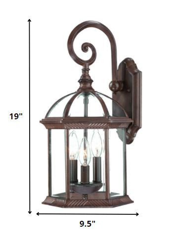 Three Light Dark Brown Eastern Lantern Wall Light By Homeroots | Wall Lamps | Modishstore - 2