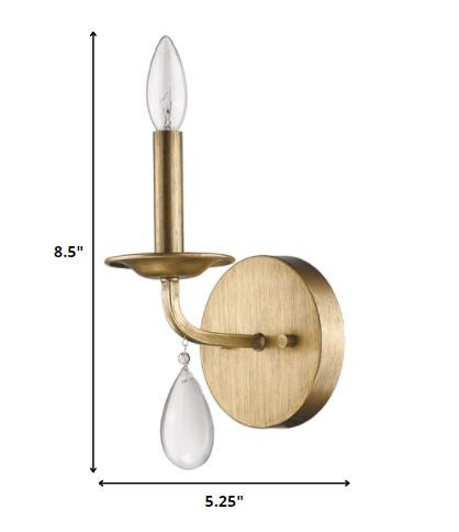 Light Gold Wall Sconce with Crystal Accent By Homeroots | Sconces | Modishstore - 2