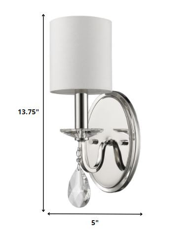 Silver Three Light Wall Sconce with White Fabric Shade By Homeroots | Sconces | Modishstore - 2