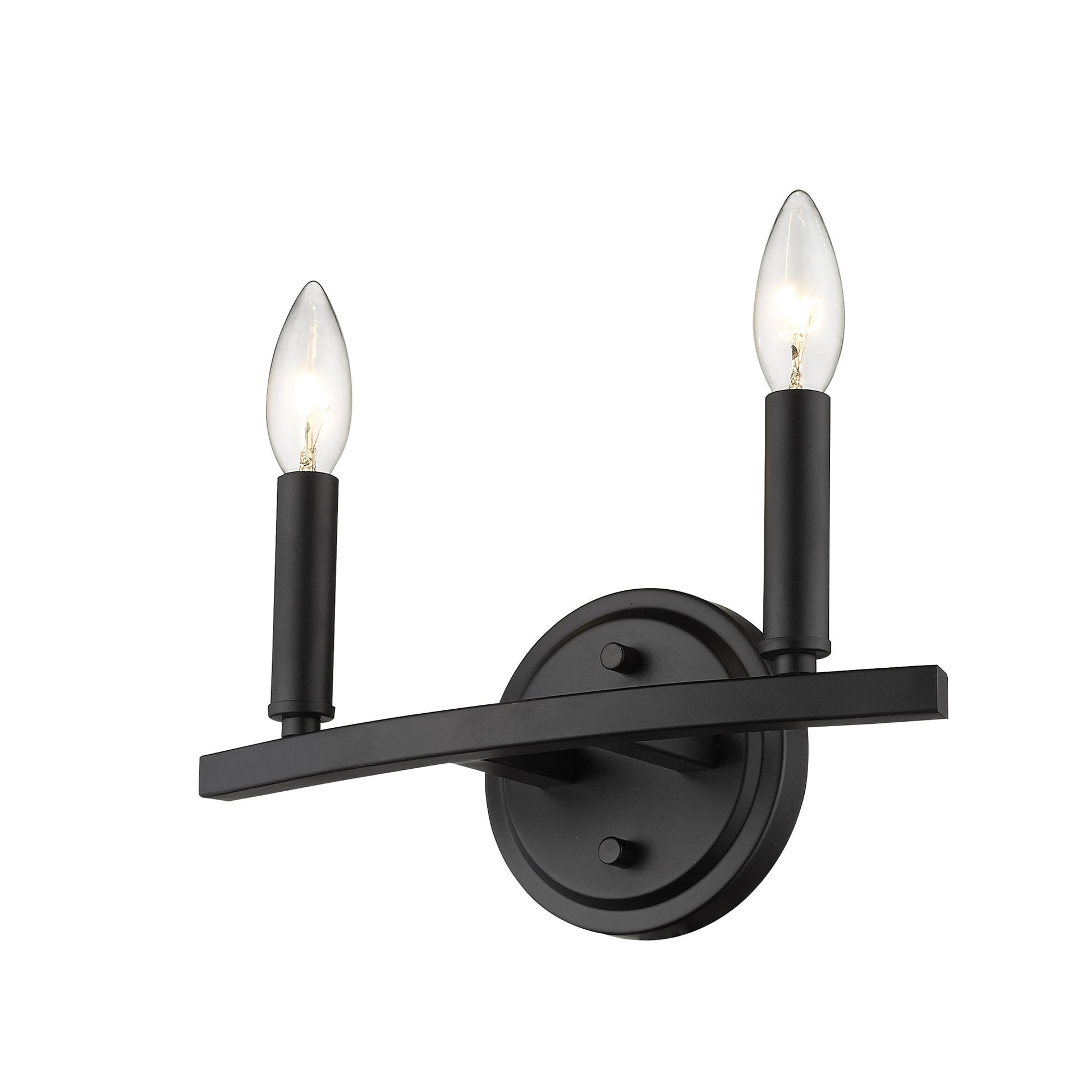 Two Light Matte Black Wall Sconce By Homeroots | Sconces | Modishstore - 2