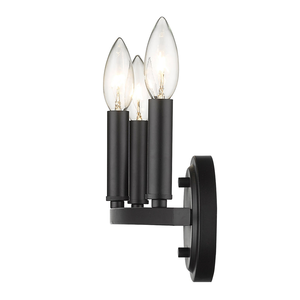 Three Light Matte Black Wall Sconce By Homeroots | Sconces | Modishstore - 9